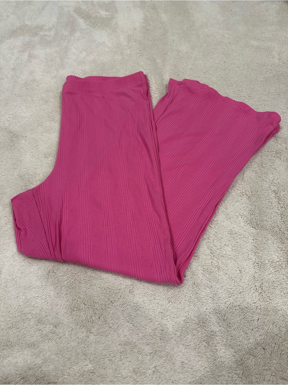 aerie pink ribbed flare leggings size extra large